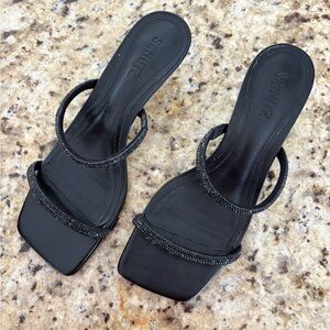 SCHUTZ Taliyah Square Toe Crystal Mid Heel